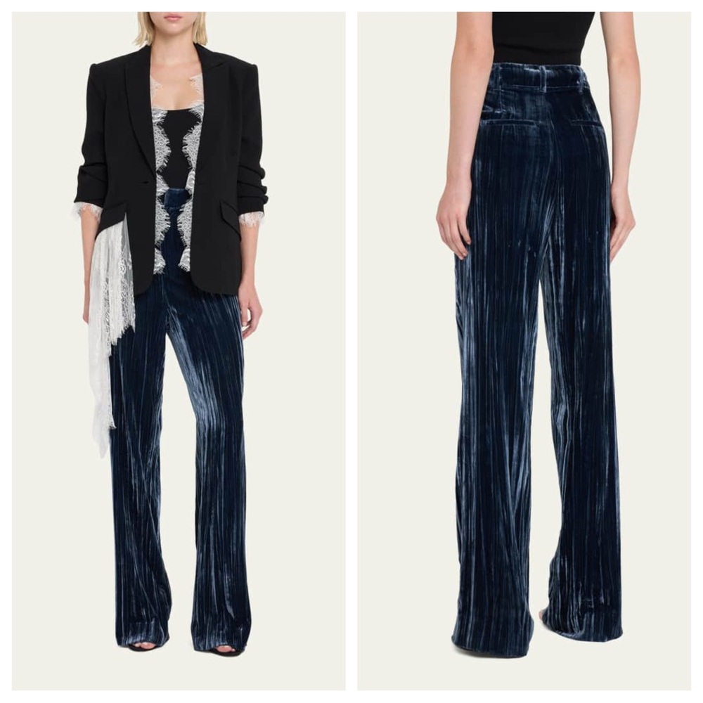 Cinq à Sept Collins relaxed straight leg blue Velvet Pants